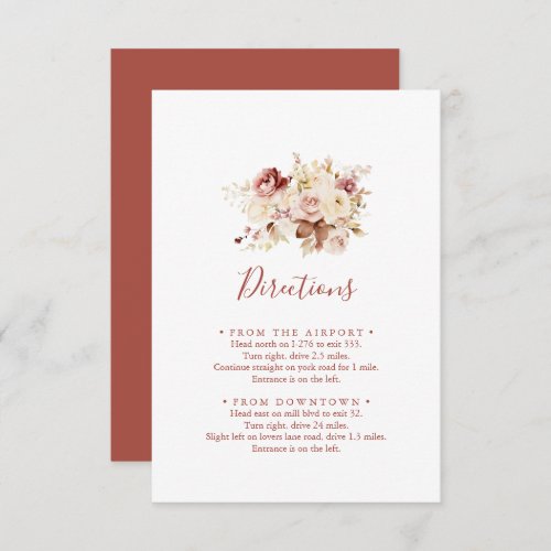 Calligraphy Graceful Floral Wedding Directions Enclosure Card