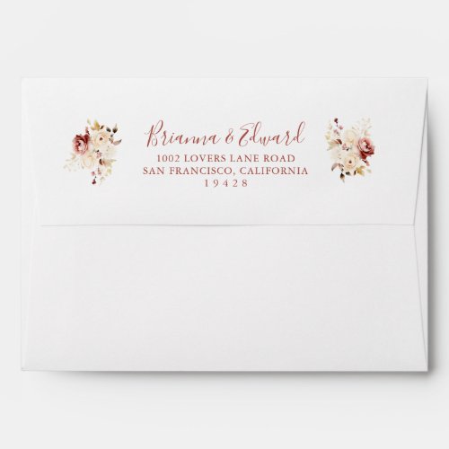 Calligraphy Graceful Floral Wedding Invitation  Envelope