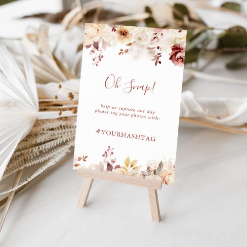 Calligraphy Graceful Floral Wedding Oh Snap Sign