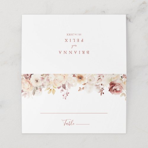 Calligraphy Graceful Floral Wedding Place Card