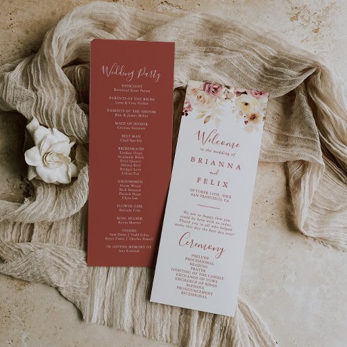 Calligraphy Graceful Floral Wedding Program