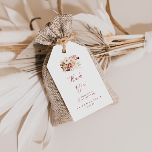 Calligraphy Graceful Floral Wedding Thank You Gift Tags