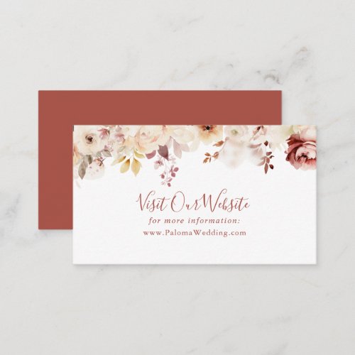 Calligraphy Graceful Floral Wedding Website Enclosure Card