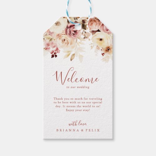 Calligraphy Graceful Floral Wedding Welcome Gift Tags