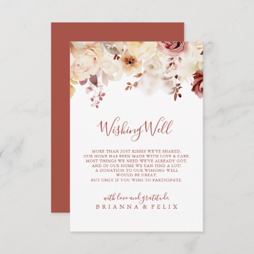 Calligraphy Graceful Floral Wedding Wishing Well Enclosure Card