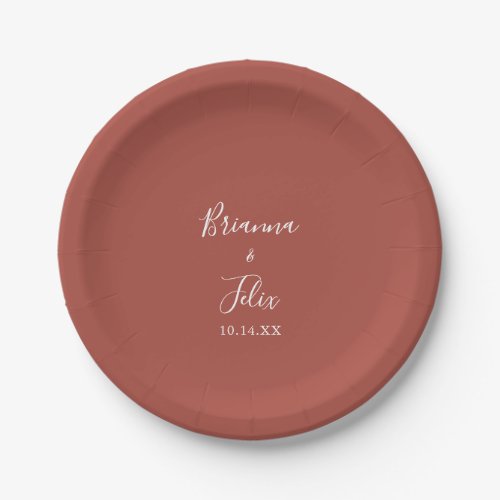 Calligraphy Graceful Minimalist Wedding Cake Paper Plates