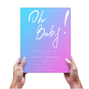 Calligraphy Gradient Gender Neutral Baby Shower Invitation