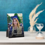 Calligraphy Graduation Announcement Plaque<br><div class="desc">Show off your graduation photo with these trendy graduation plaque! This modern stylish graduation plague features beautiful script text spelling out the word graduation with a text template to personalize with the name, school and graduating year. Add additional message or click '' customize further''to edit this template.</div>