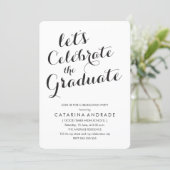 Calligraphy Graduation Party Photo Black White Invitation (Standing Front)