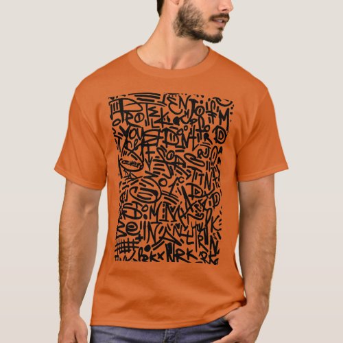 Calligraphy Graffiti Street Art Urban Pattern T_Shirt