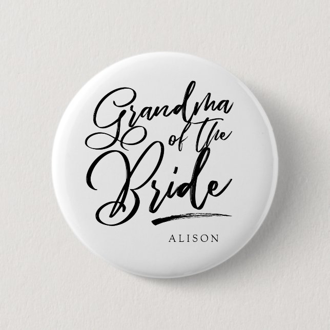 Calligraphy Grandma of the bride elegant Button (Front)