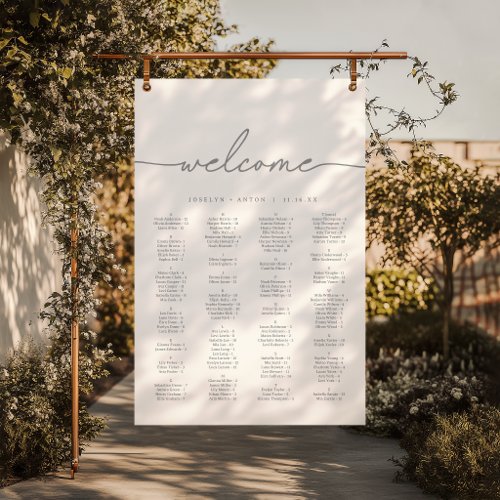 Calligraphy Gray Chic Wedding Seating Chart