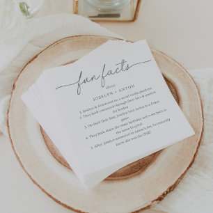 Calligraphy Gray Trivia Fun Facts Wedding  Napkins