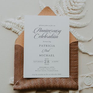Calligraphy Gray Wedding Anniversary Celebration Invitation