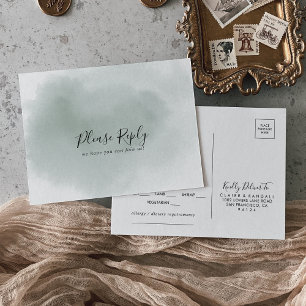 Calligraphy Green and White Menu Choice RSVP