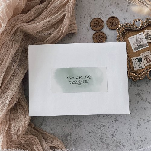 Calligraphy Green and White RSVP Address  Label