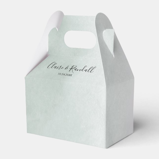 Calligraphy Green and White Wedding Favor Box (Front Side)