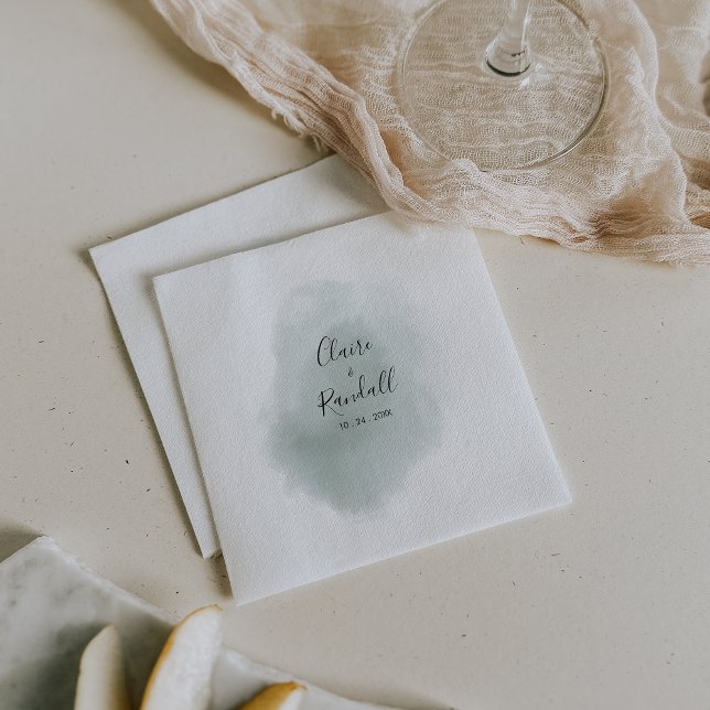 Calligraphy Green and White Wedding Napkins (Creator Uploaded)