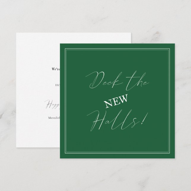 Calligraphy Green Decking New Halls Holiday Moving Announcement (Front/Back)