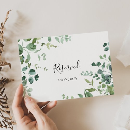 Calligraphy Green Foliage Wedding Reserved Sign