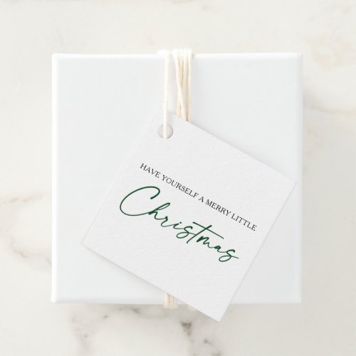 Calligraphy Green Ink Pen Minimalist Christmas Favor Tags