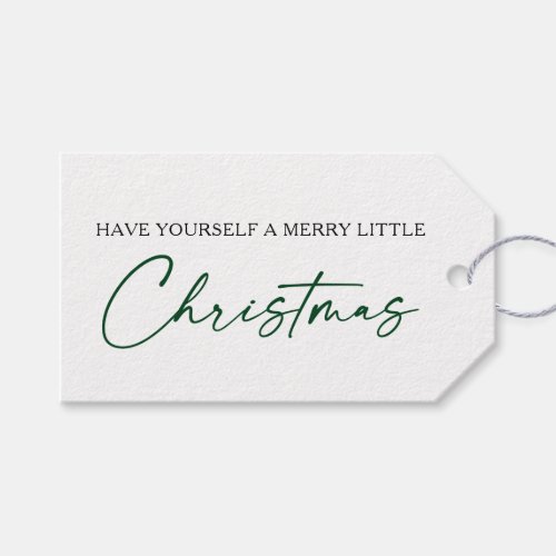 Calligraphy Green Ink Pen Minimalist Christmas Gift Tags