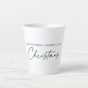Calligraphy Green Ink Pen Minimalist Christmas Latte Mug