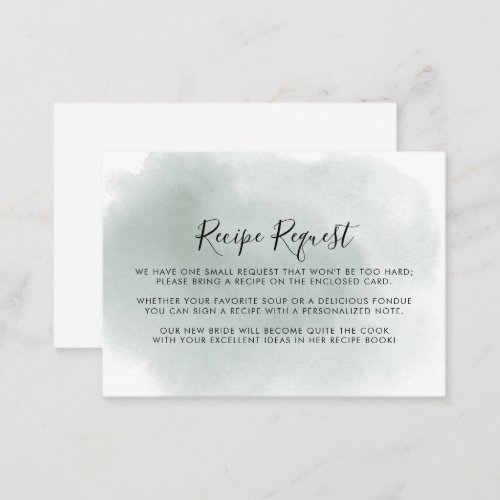 Calligraphy Green White Wedding Recipe Request   Enclosure Card