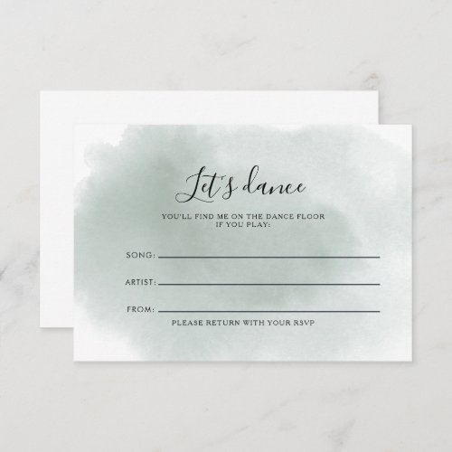 Calligraphy Green White Wedding Song Request Card
