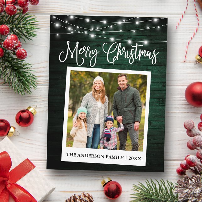 Calligraphy Green Wood Lights Instant Camera Photo Postcard (Customize to change your personalized text size or text style.)