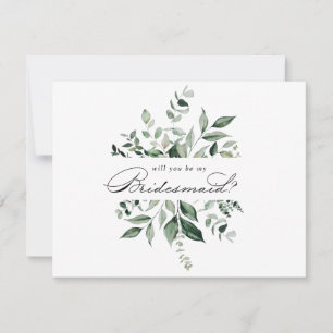 Calligraphy Greenery Bridesmaid Proposal Note Card