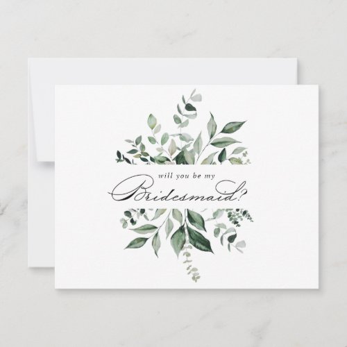 Calligraphy Greenery Bridesmaid Proposal Note Card