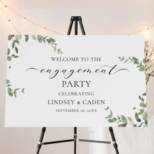 Calligraphy Greenery Engagement Party Welcome Sign
