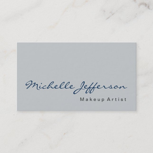 Calligraphy Grey Makeup Artist Business Card (Front)
