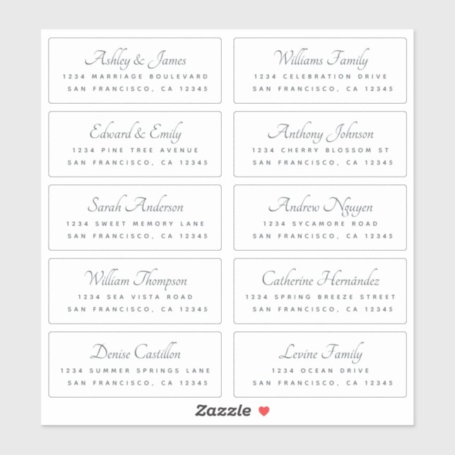 Calligraphy Guest Address Labels ORDER ON 8" or 6" (Sheet)