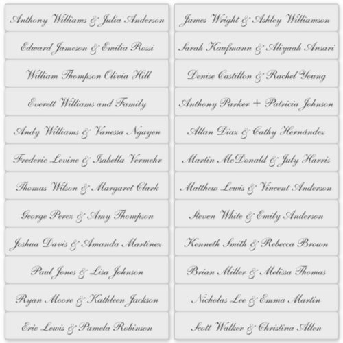 Calligraphy Guest Names Labels Transparent