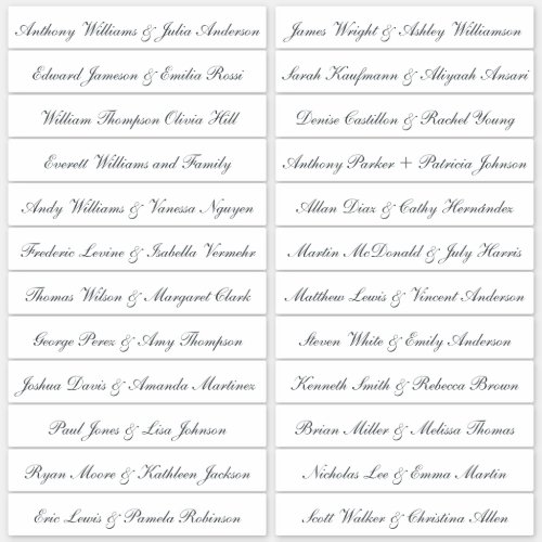 Calligraphy Guest Names Labels Transparent