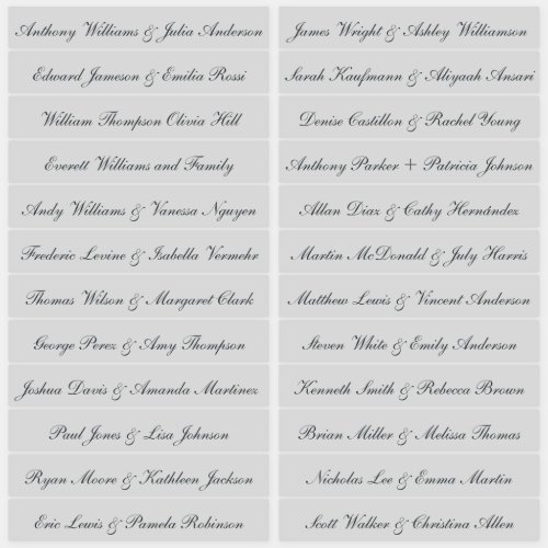Calligraphy Guest Names Labels Transparent