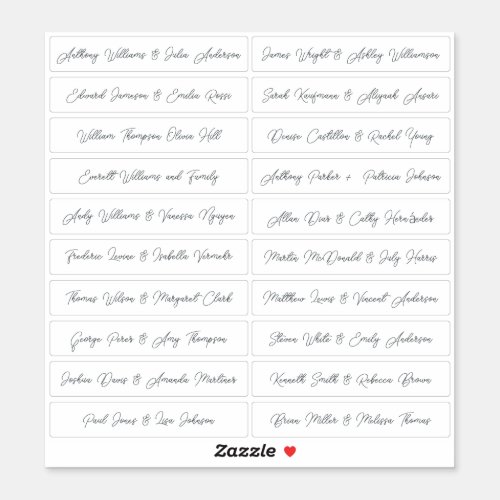 Calligraphy Guest Names Labels White