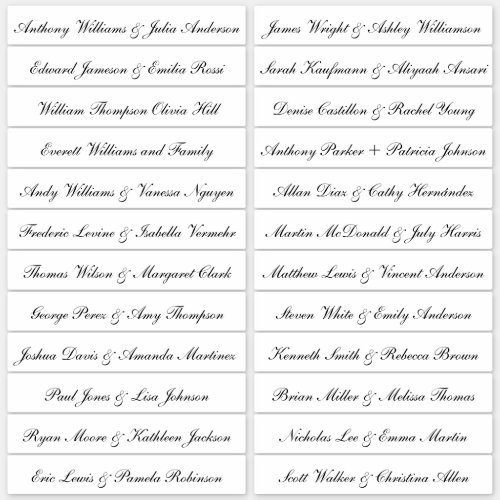 Calligraphy Guest Names Labels White