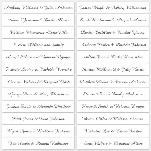 Calligraphy Guest Names Labels White