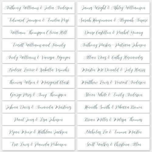 Calligraphy Guest Names Labels White