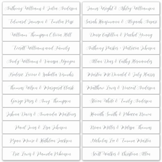Calligraphy Guest Names Labels White (Front)