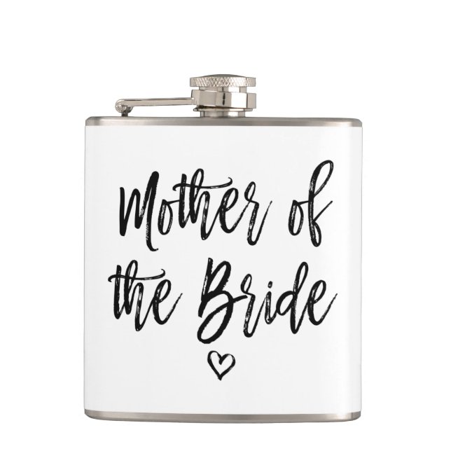 Calligraphy Hand Lettered Mother of The Bride Flask (Front)