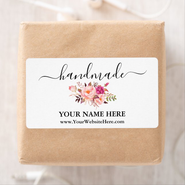 Calligraphy Handmade Watercolor Pink Floral Labels (Insitu)
