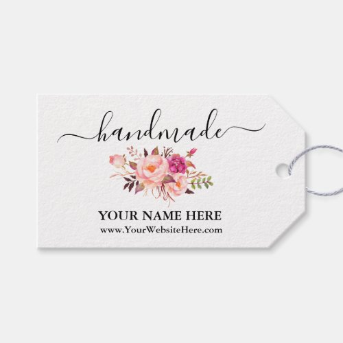 Calligraphy Handmade Watercolor Pink Floral Tag