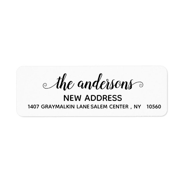 Calligraphy Handwritten Moved New Address Label (Front)