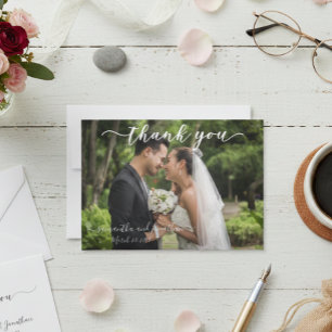 Calligraphy Handwritten Wedding Thank You Photo Card