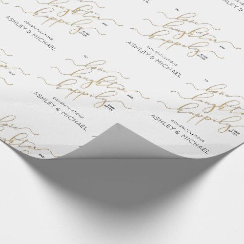 Calligraphy Happily Ever After Name Engagement Wrapping Paper