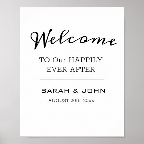 Calligraphy Happily Ever After Wedding Sign